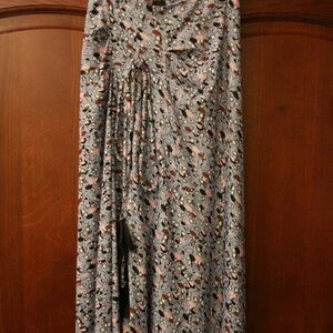 Marni Blue and Pink Floral silk Maxi Skirt